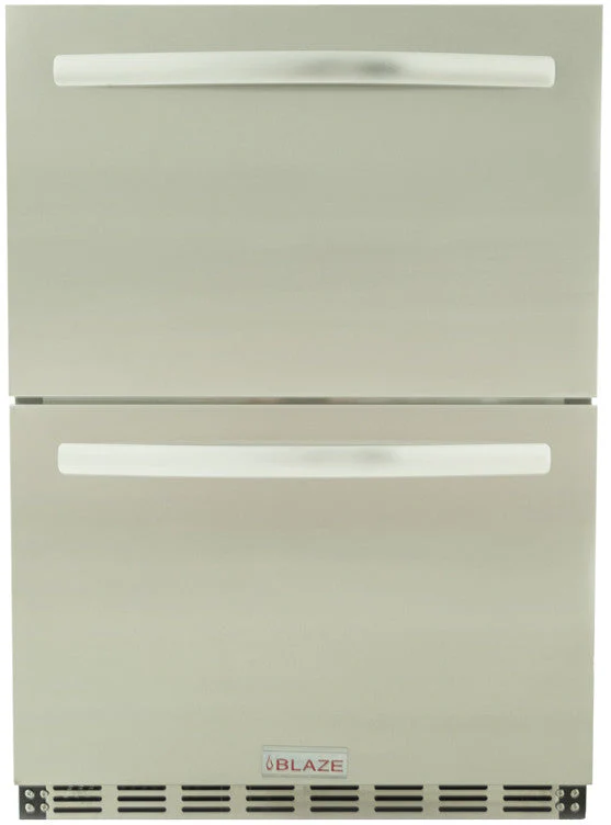 Blaze 24 Inch Built-In Double Drawer Outdoor Refrigerator with 5.1 Cu. Ft. Capacity, 154 Can Capacity - BLZ-SSRF-DBDR5.1