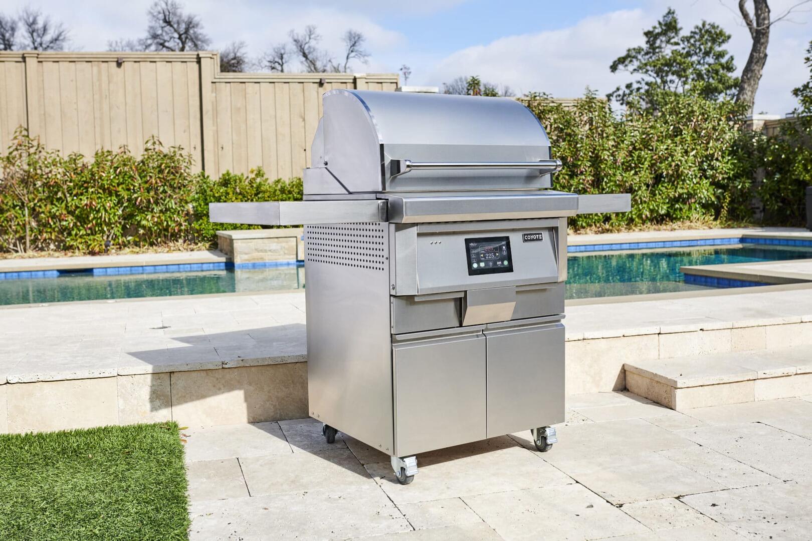 28 Inch Freestanding Pellet Grill with 800 sq. inches Grilling Surface Size, Warming Rack, Side Table, in Stainless Steel - C1P28-FS - Image 26