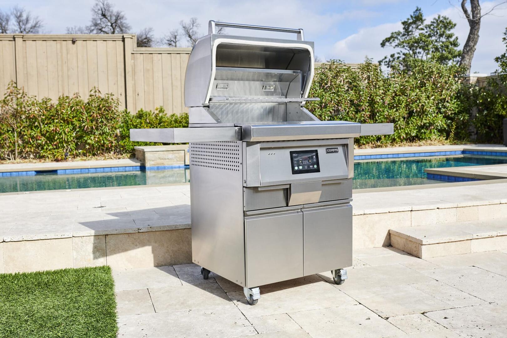 28 Inch Freestanding Pellet Grill with 800 sq. inches Grilling Surface Size, Warming Rack, Side Table, in Stainless Steel - C1P28-FS - Image 28