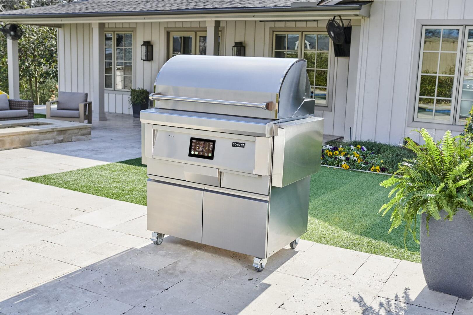 28 Inch Freestanding Pellet Grill with 800 sq. inches Grilling Surface Size, Warming Rack, Side Table, in Stainless Steel - C1P28-FS - Image 6