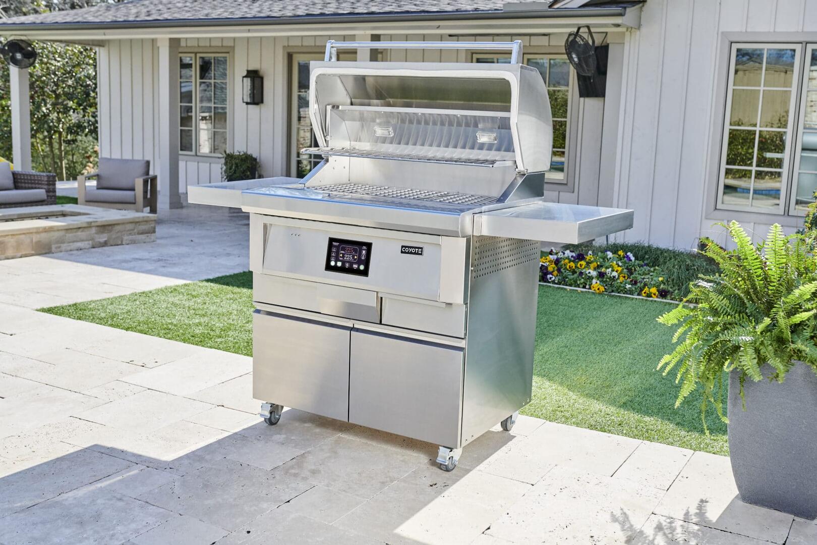 28 Inch Freestanding Pellet Grill with 800 sq. inches Grilling Surface Size, Warming Rack, Side Table, in Stainless Steel - C1P28-FS - Image 7