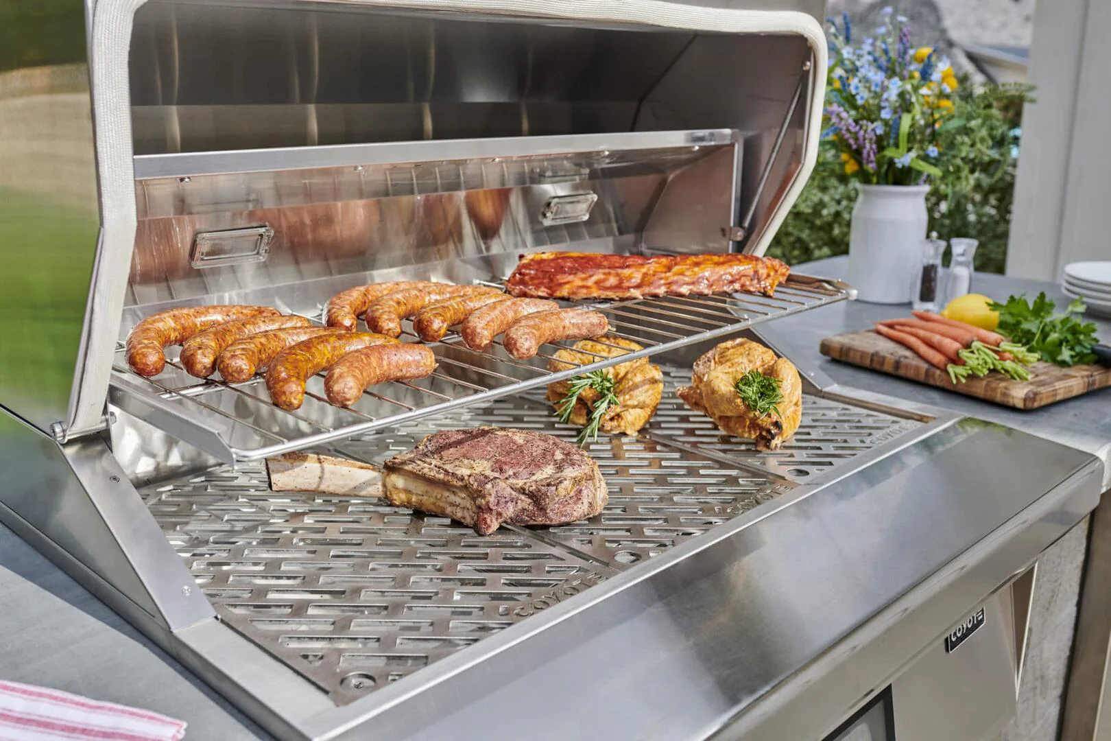 28 Inch Freestanding Pellet Grill with 800 sq. inches Grilling Surface Size, Warming Rack, Side Table, in Stainless Steel - C1P28-FS - Image 8