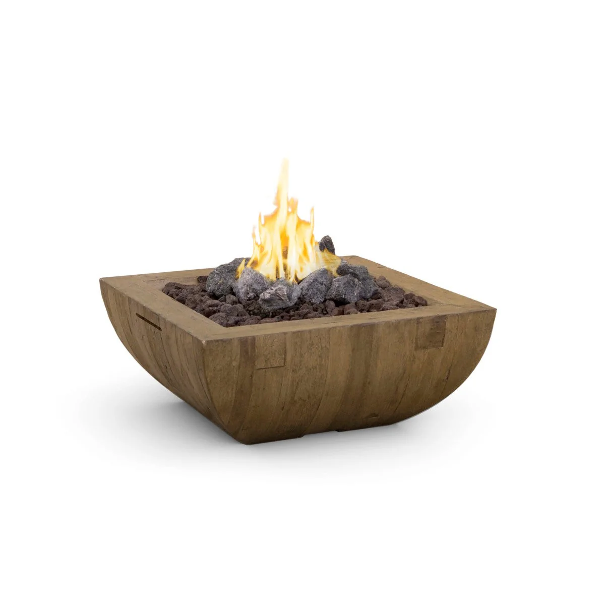 American Fyre Designs Reclaimed Wood 36 Inch Bordeaux Square Fire Bowl
