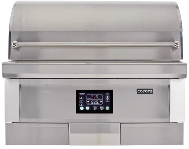 Coyote 36 Inch Built-In Pellet Grill with 1056 sq. inches Grilling Surface Size, Warming Rack, in Stainless Steel - C1P36