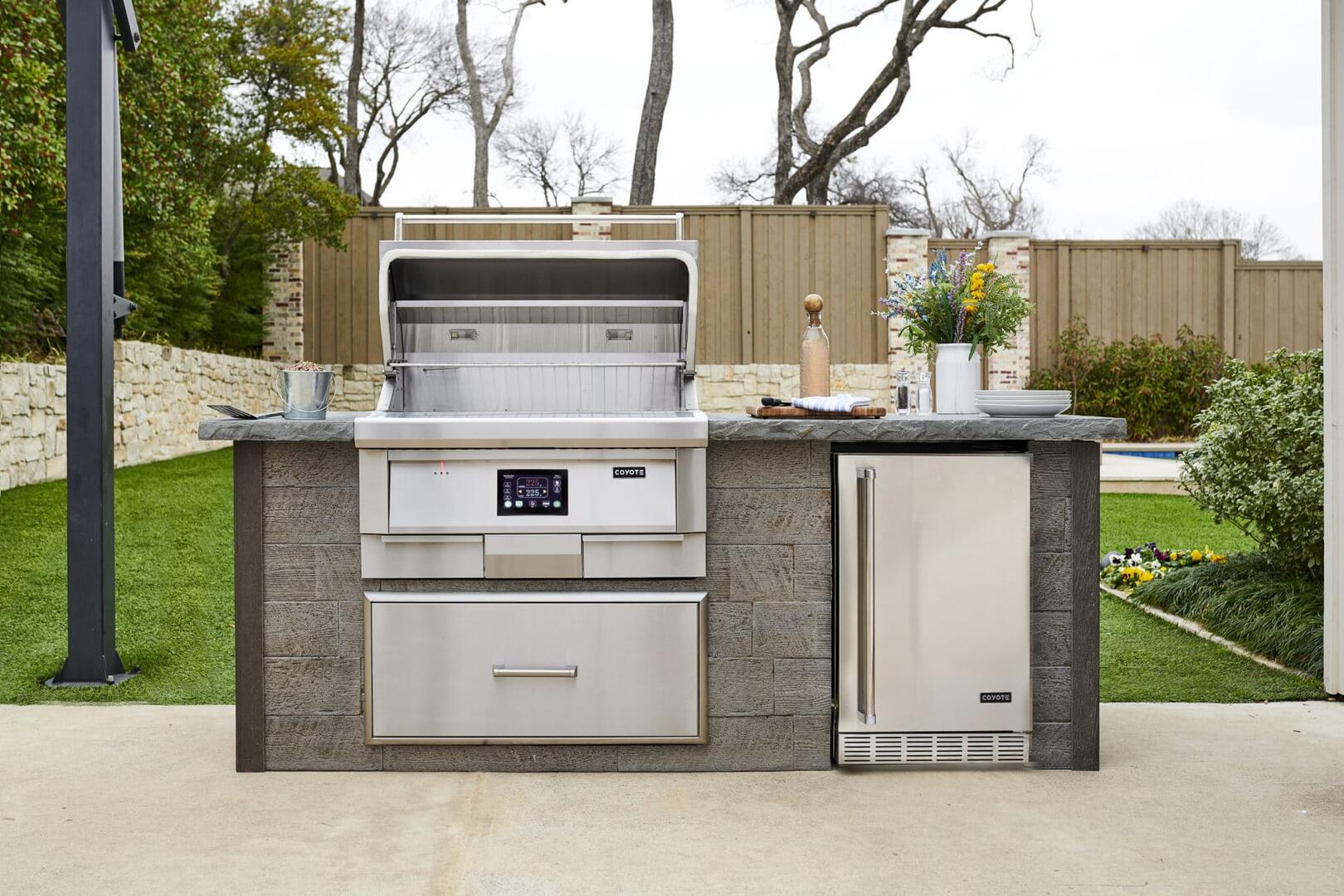 Coyote 36 Inch Built-In Pellet Grill with 1056 sq. inches Grilling Surface Size, Warming Rack, in Stainless Steel - C1P36 - Image 17