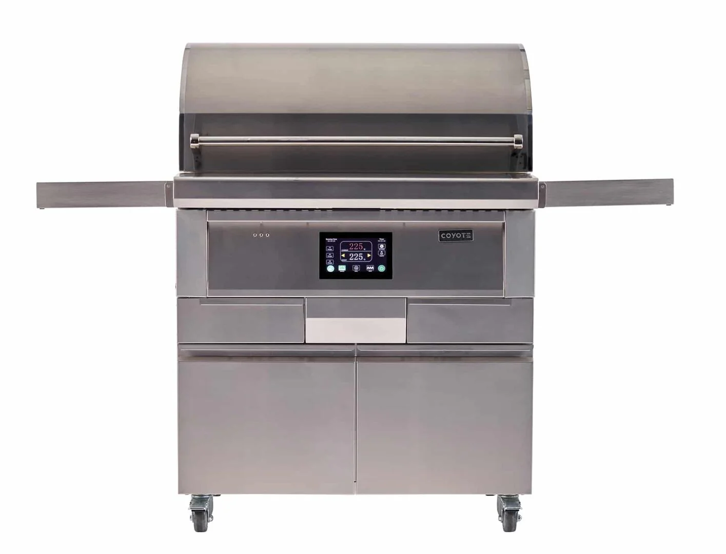 Coyote 36 Inch Freestanding Pellet Grill with 1056 sq. inches Grilling Surface Size, Warming Rack, Side Table, in Stainless Steel - C1P36-FS