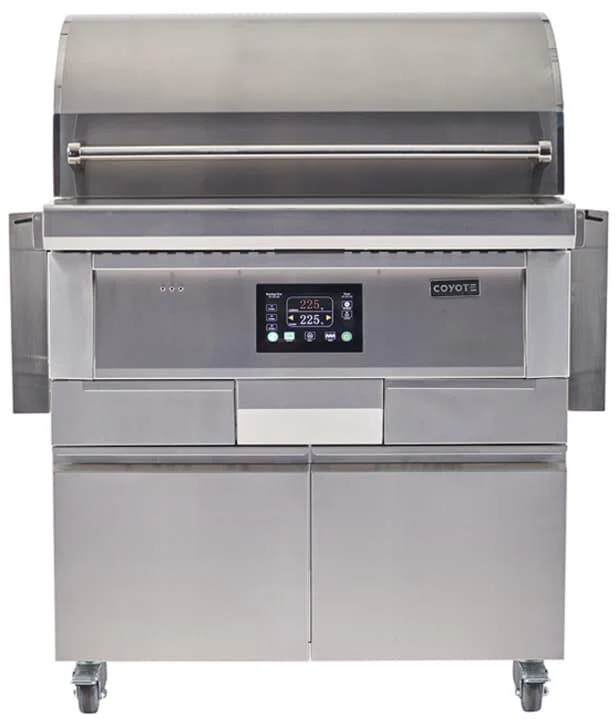 Coyote 36 Inch Freestanding Pellet Grill with 1056 sq. inches Grilling Surface Size, Warming Rack, Side Table, in Stainless Steel - C1P36-FS - Image 14