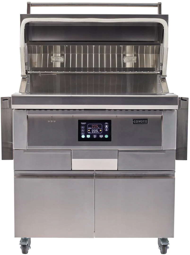 Coyote 36 Inch Freestanding Pellet Grill with 1056 sq. inches Grilling Surface Size, Warming Rack, Side Table, in Stainless Steel - C1P36-FS - Image 2