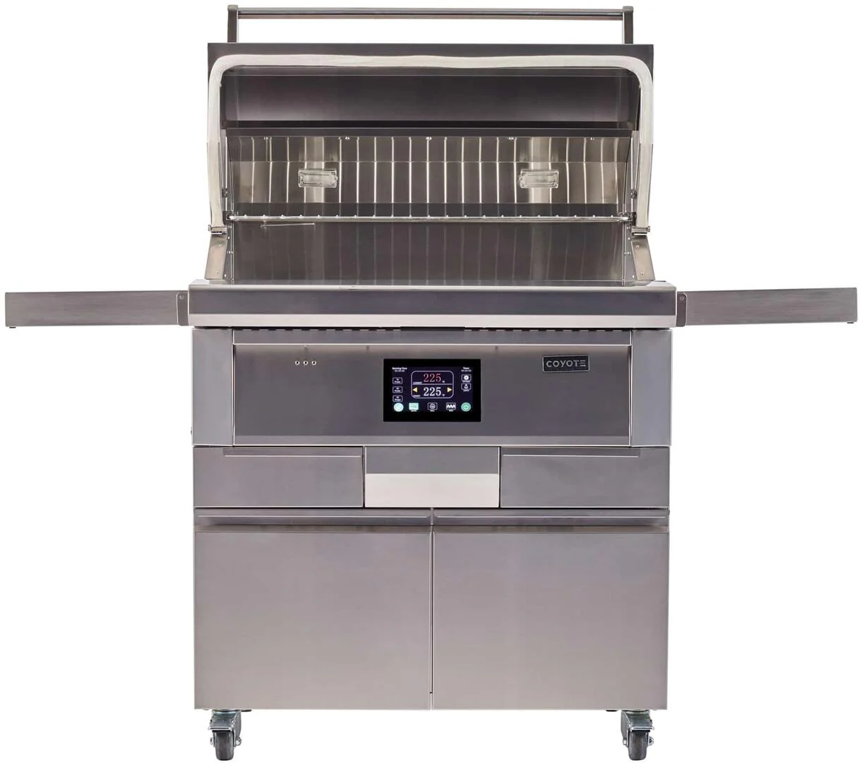 Coyote 36 Inch Freestanding Pellet Grill with 1056 sq. inches Grilling Surface Size, Warming Rack, Side Table, in Stainless Steel - C1P36-FS - Image 3