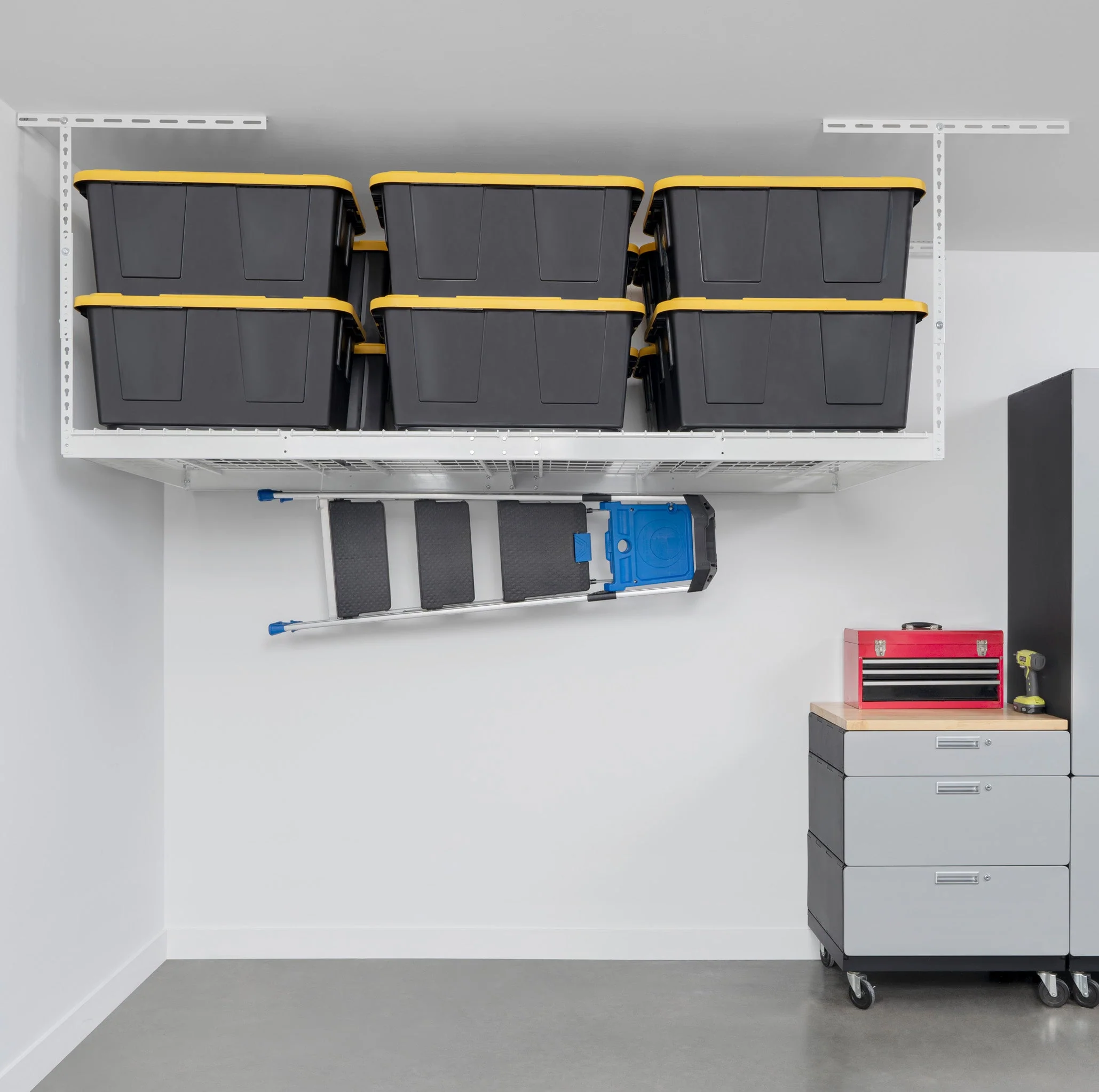 4' x 8' Overhead Garage Storage Bundle w/ 5 Bins (Yellow) - Image 3
