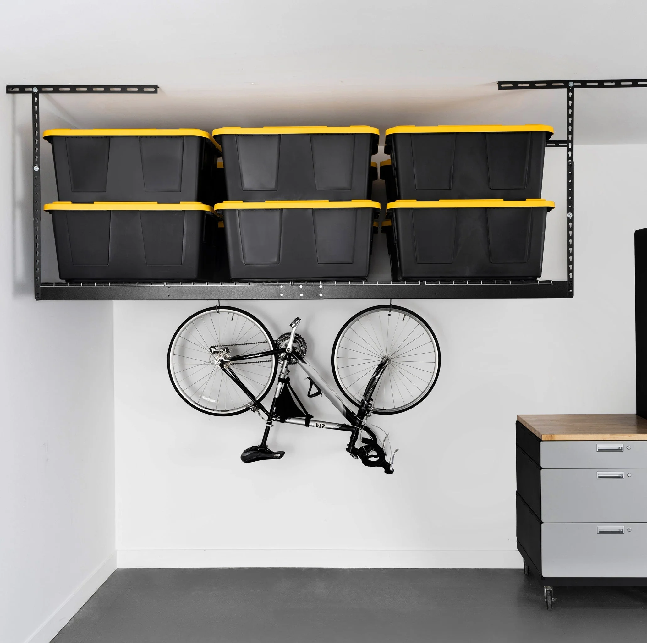 4' x 8' Overhead Garage Storage Bundle w/ 5 Bins (Yellow) - Image 4