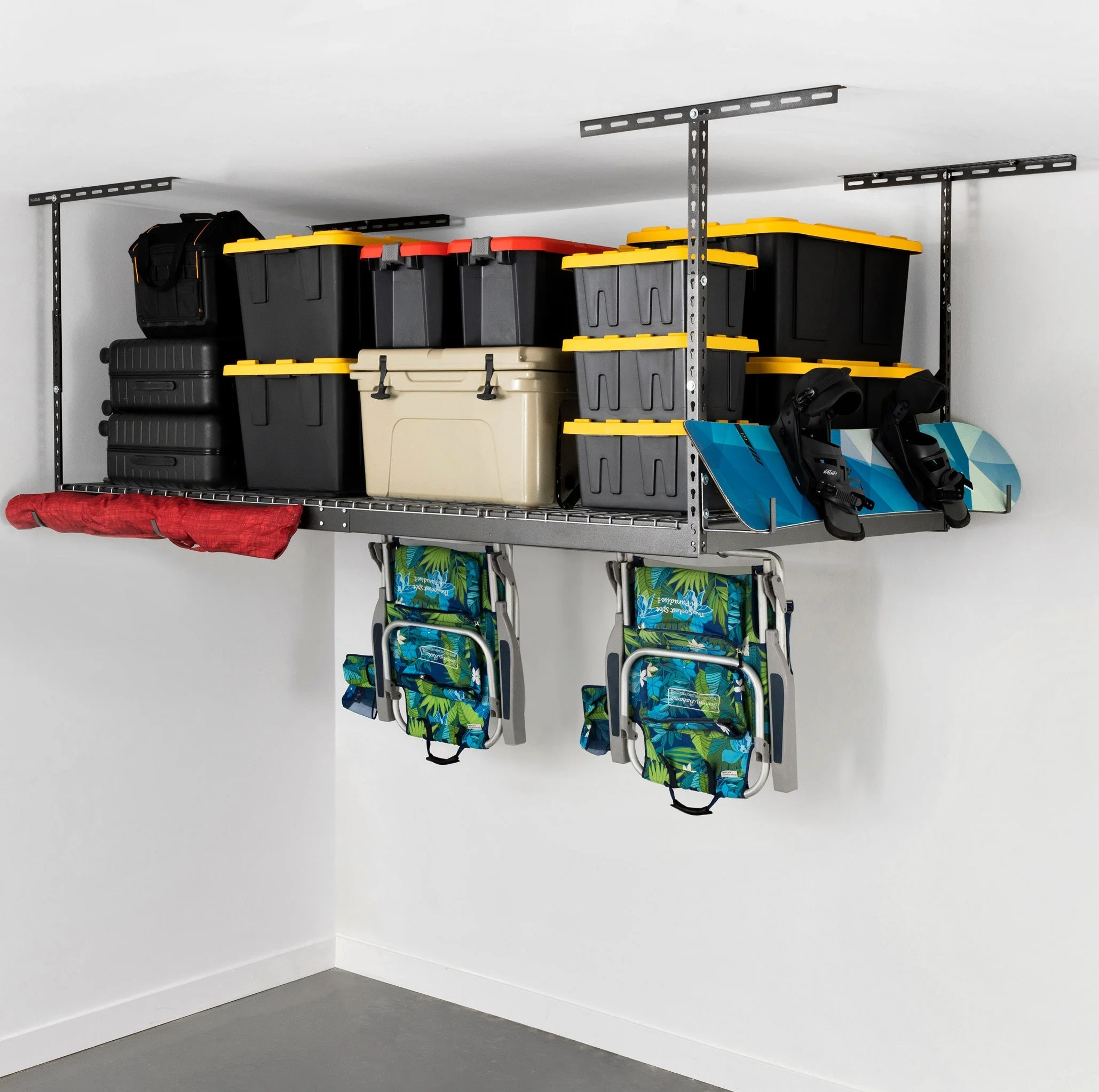 4' x 8' Overhead Garage Storage Bundle w/ 5 Bins (Yellow) - Image 5