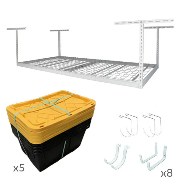 4' x 8' Overhead Garage Storage Bundle w/ 5 Bins (Yellow) - Image 6