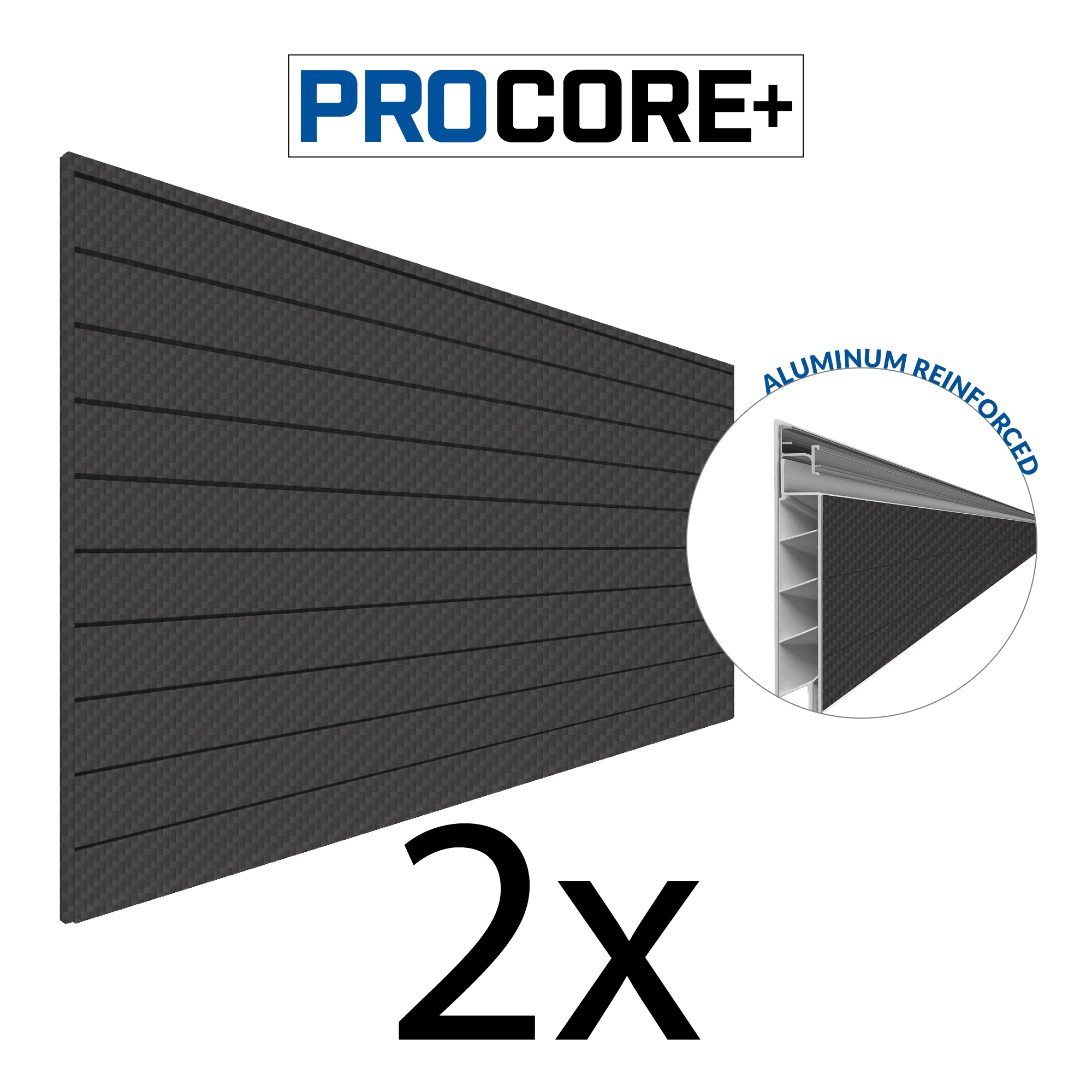 Proslat 8 ft. x 4 ft. PROCORE+ Carbon Fiber PVC Slatwall - 2 Pack 64 sq ft