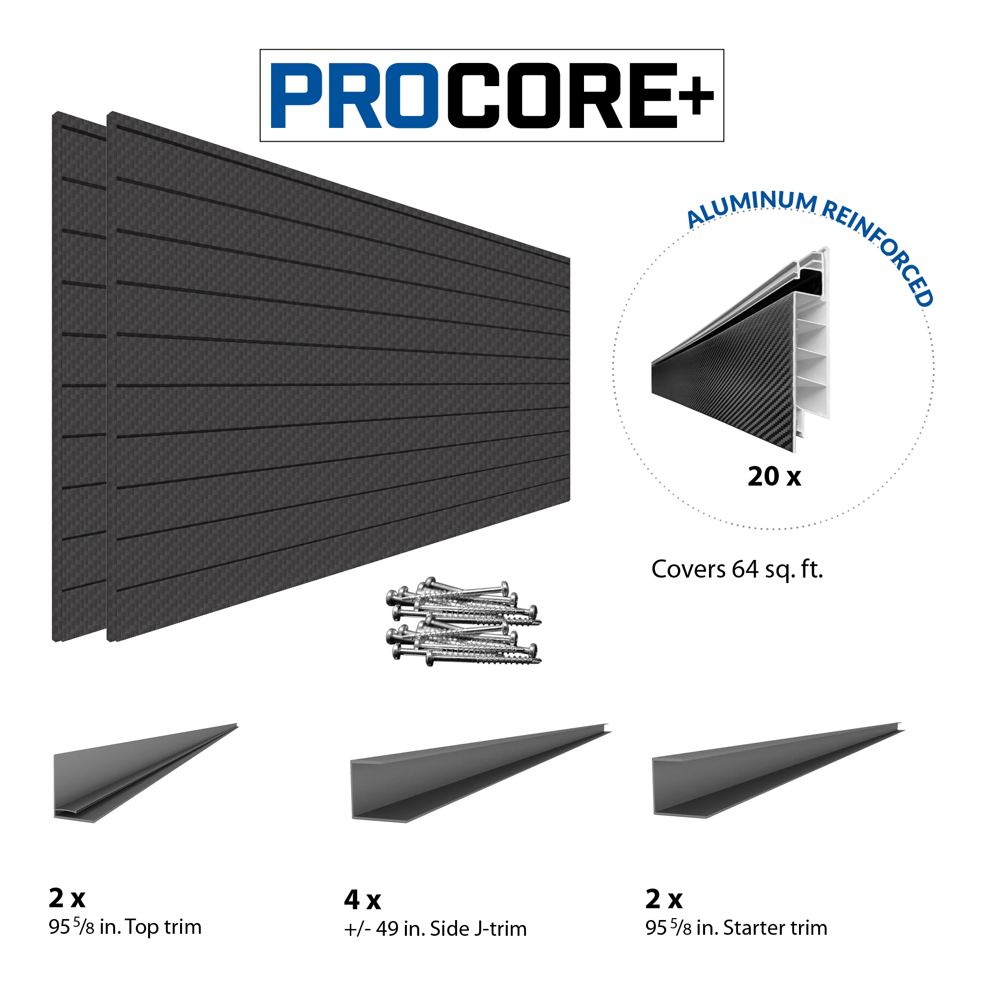 Proslat 8 ft. x 4 ft. PROCORE+ Carbon Fiber PVC Slatwall - 2 Pack 64 sq ft - Image 7