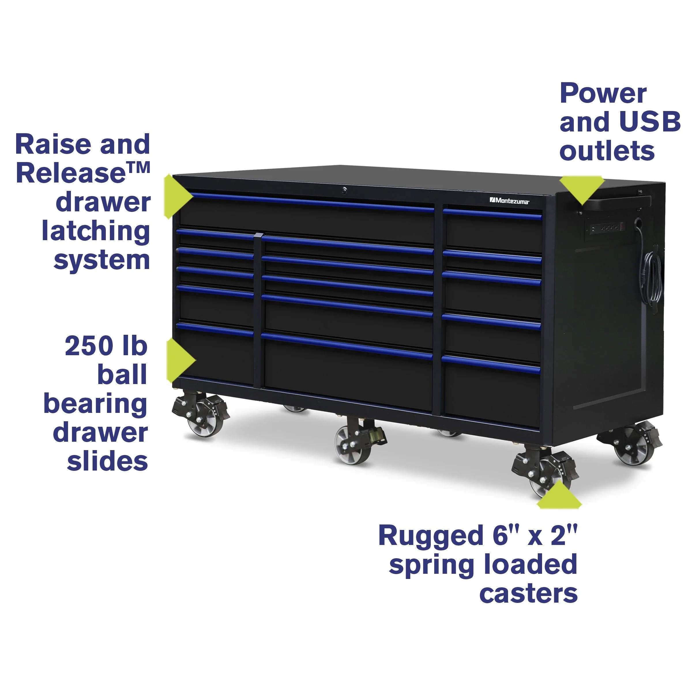 Montezuma 72 x 30 in. 16-Drawer Tool Cabinet - Image 2