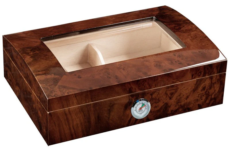 Prestige Import Group Addison 40-Cigar Walnut Burl Desktop Humidor with Spanish Cedar - Image 4