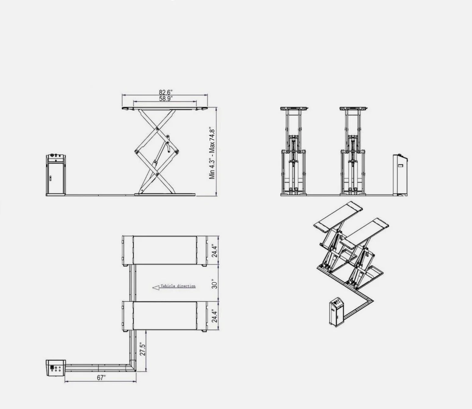 Katool KT-X95 8,000 lb Full Rise Scissor Lift Flush-Mount Automotive - Image 6