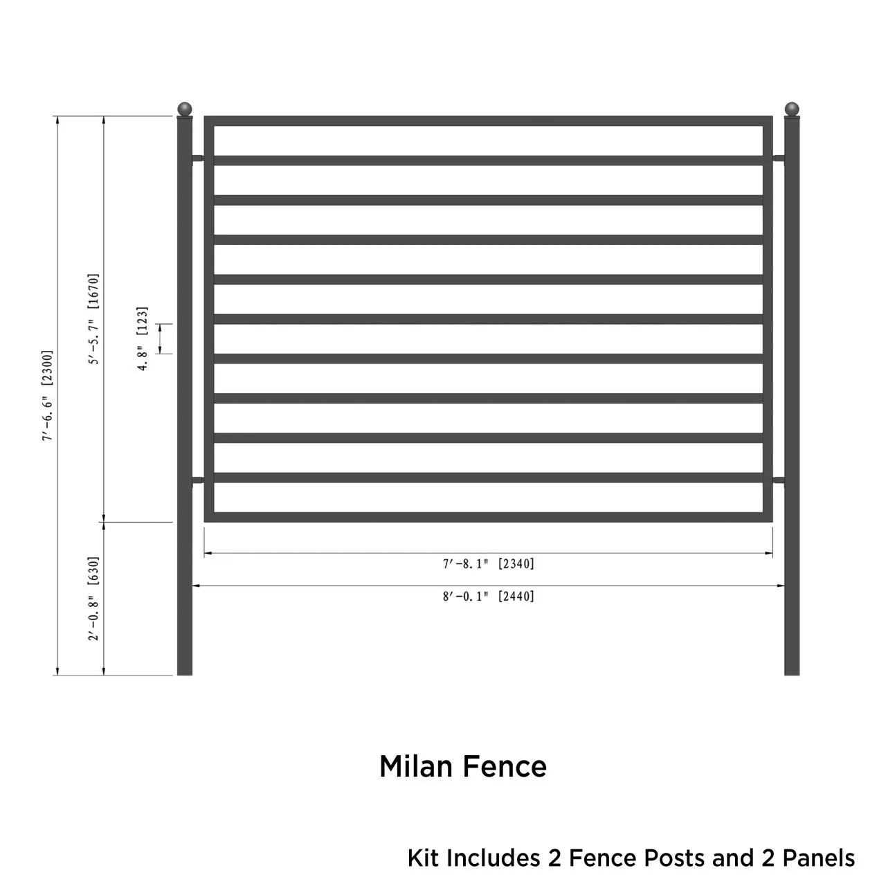 Aleko 2-Panel Fence Kit – MILAN Style – 8x5 ft. Each - 2FENCEMIL-AP - Image 4