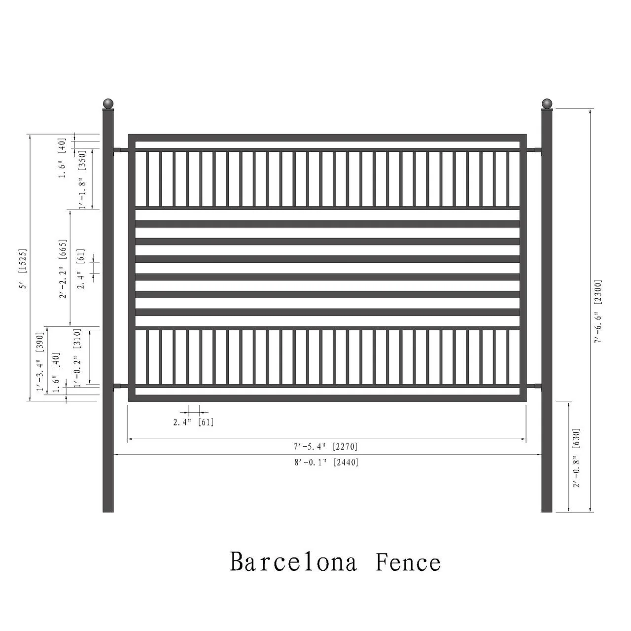Aleko 4-Panel Fence Kit – BARCELONA Style – 8x5 ft. - 4FENCEBARC-AP - Image 4