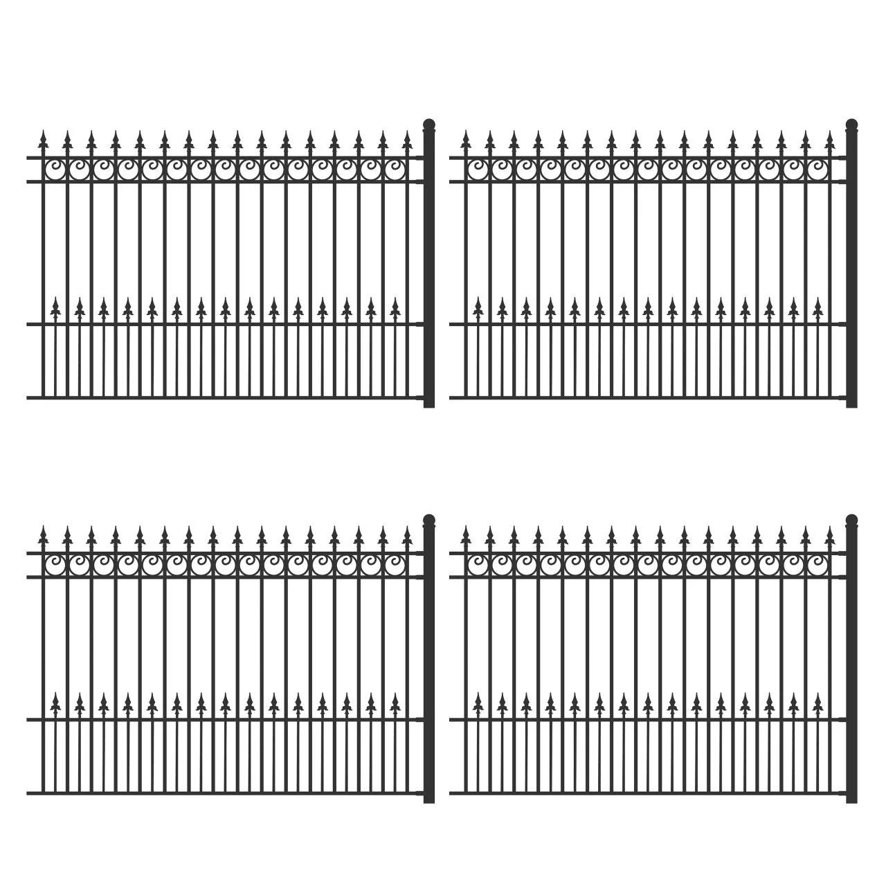 Aleko 4-Panel Steel Fence Kit – PRAGUE Style – 8x5 ft. Each - 4FENCEPRA-AP