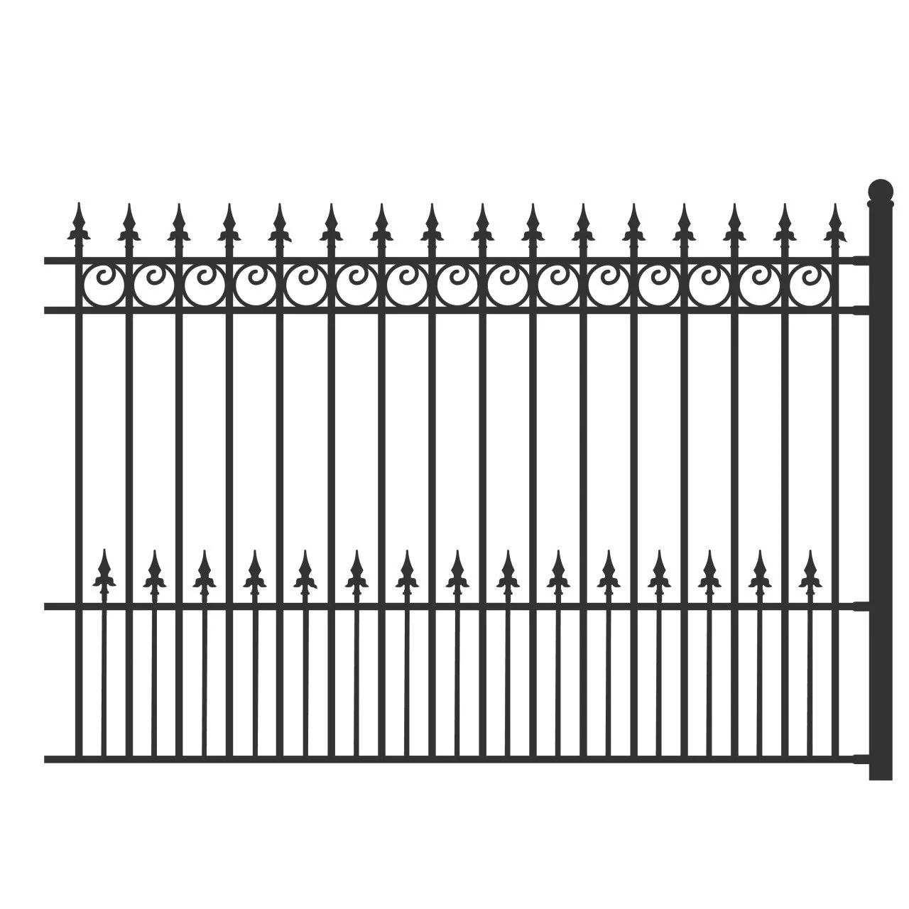 Aleko 4-Panel Steel Fence Kit – PRAGUE Style – 8x5 ft. Each - 4FENCEPRA-AP - Image 2