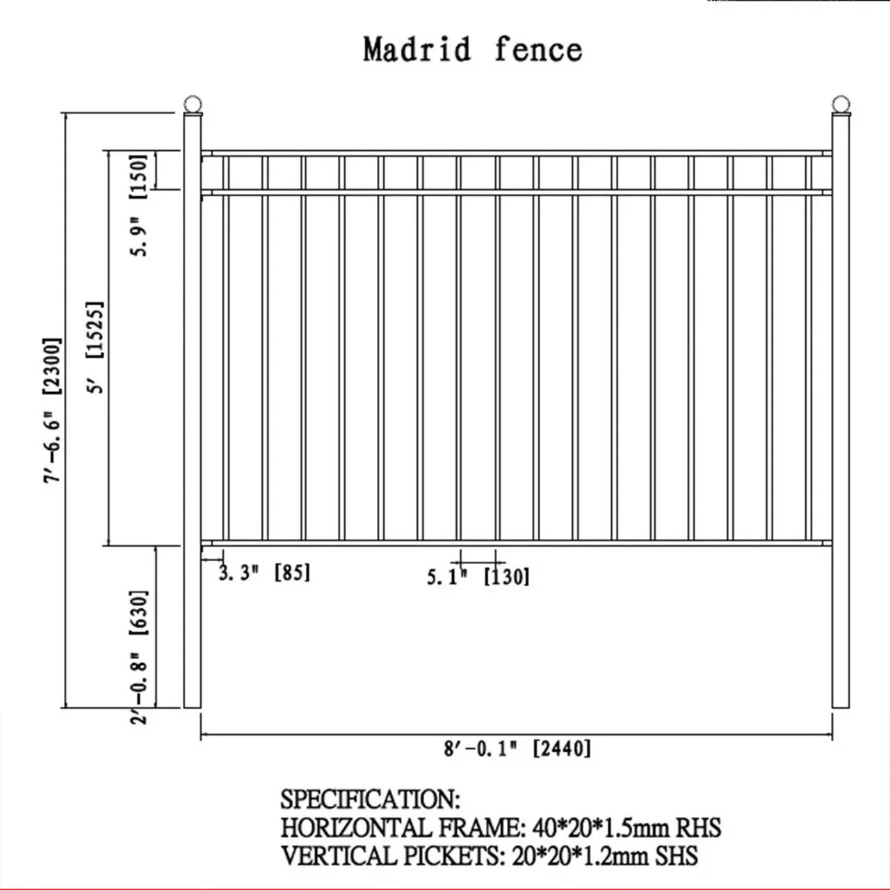 Aleko 8-Panel Steel Fence Kit – MADRID Style – 8x5 ft. Each - 8FENCEMAD-AP - Image 3