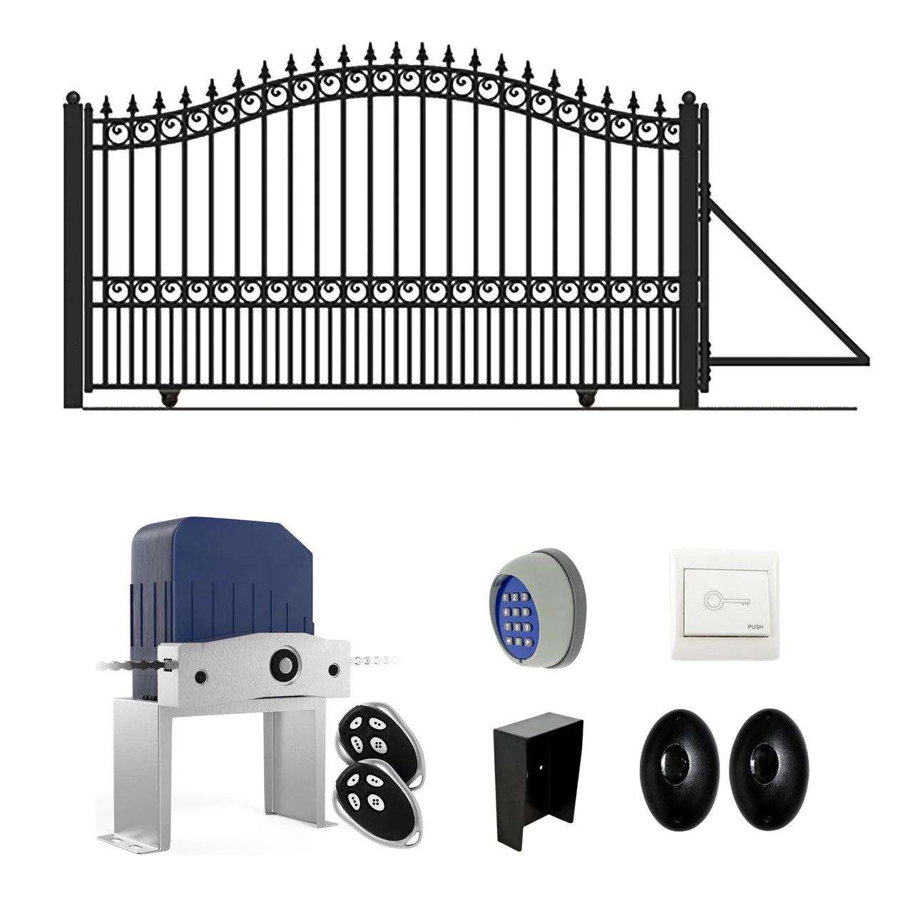Aleko Automated Steel Sliding Driveway Gate and Gate Opener Complete Kit – LONDON Style – 14 x 6 Feet - DG14LONSSLAC1500-AP