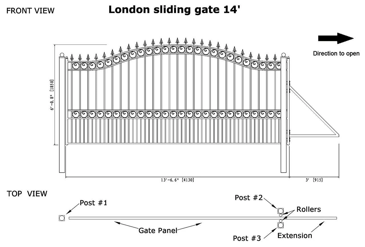 Aleko Automated Steel Sliding Driveway Gate and Gate Opener Complete Kit – LONDON Style – 14 x 6 Feet - DG14LONSSLAC1500-AP - Image 4
