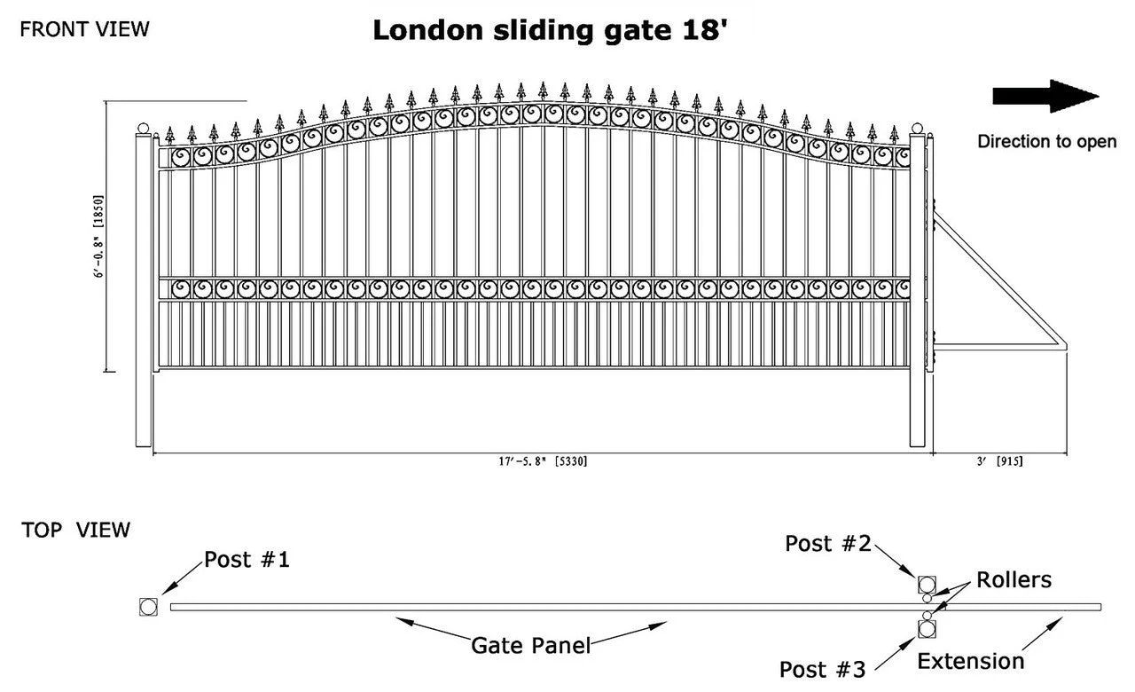 Aleko Automated Steel Sliding Driveway Gate and Gate Opener Complete Kit – LONDON Style – 18 x 6 Feet - DG18LONSSLAC1500-AP - Image 4