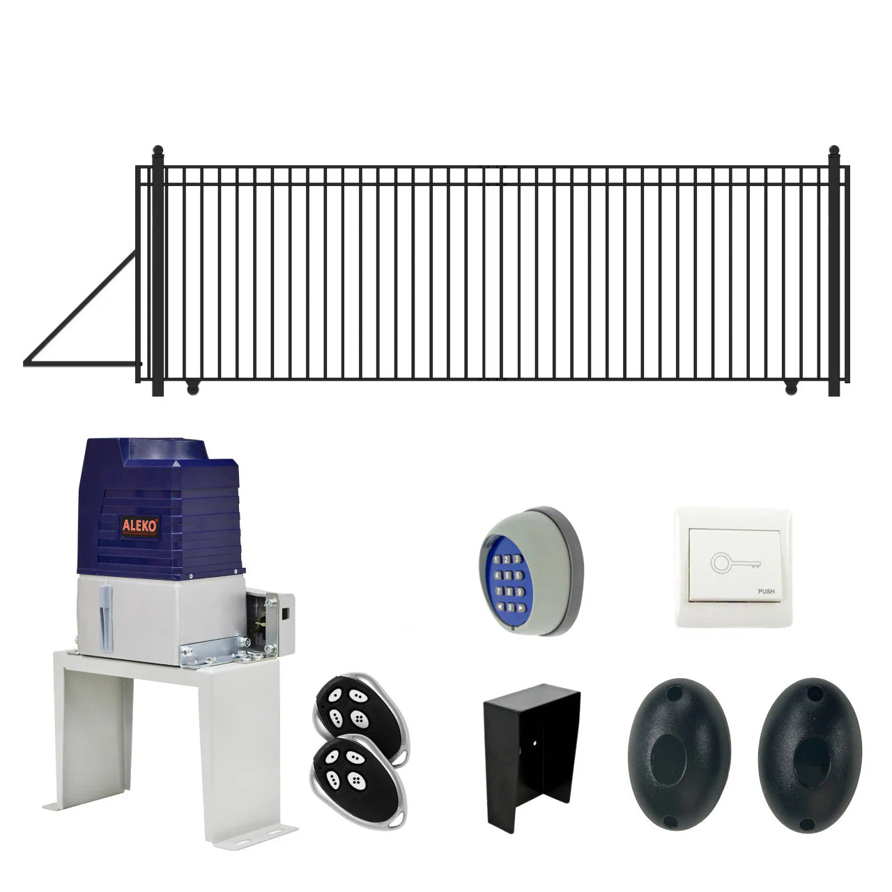 Aleko Automated Steel Sliding Driveway Gate and Gate Opener Complete Kit – MADRID Style – 20 x 6 Feet - DG20MADSSLAC2000-AP