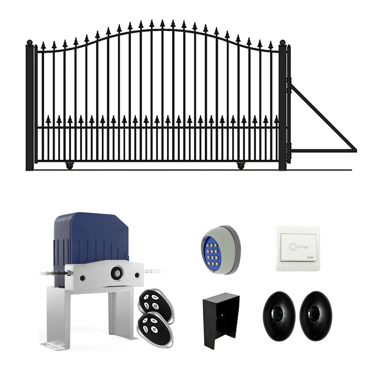 Aleko Automated Steel Sliding Driveway Gate and Gate Opener Complete Kit – MUNICH Style – 16 x 6 Feet - DG16MUNSSLAC1500-AP