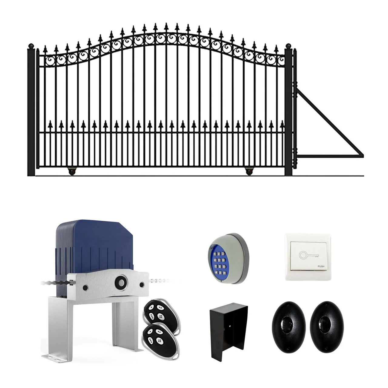 Aleko Automated Steel Sliding Driveway Gate and Gate Opener Complete Kit – PRAGUE Style – 18 x 6 Feet - DG18PRASSLAC1500-AP