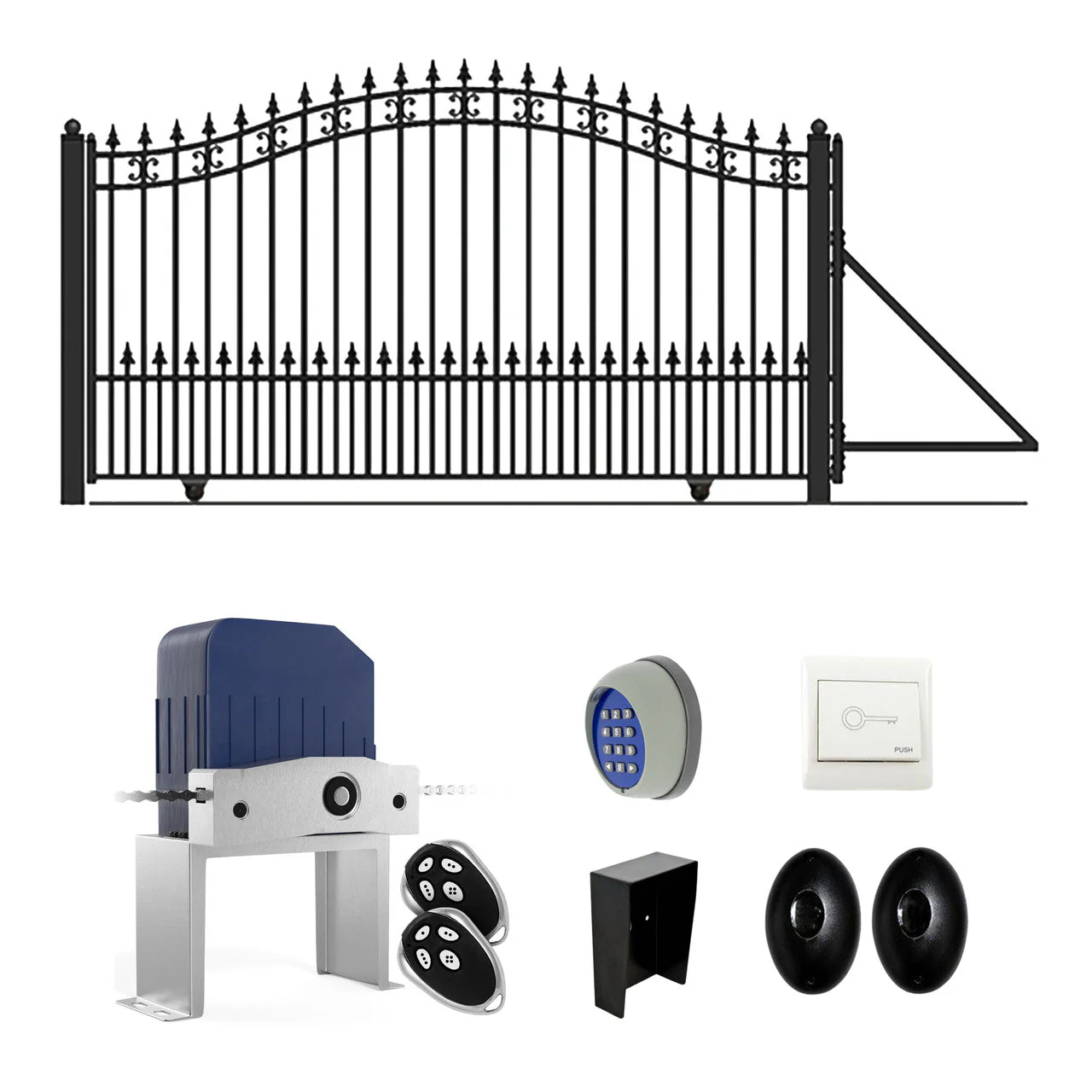 Aleko Automated Steel Sliding Driveway Gate and Gate Opener Complete Kit – ST. LOUIS Style – 12 x 6 Feet - DG12STPSSLAC1500-AP