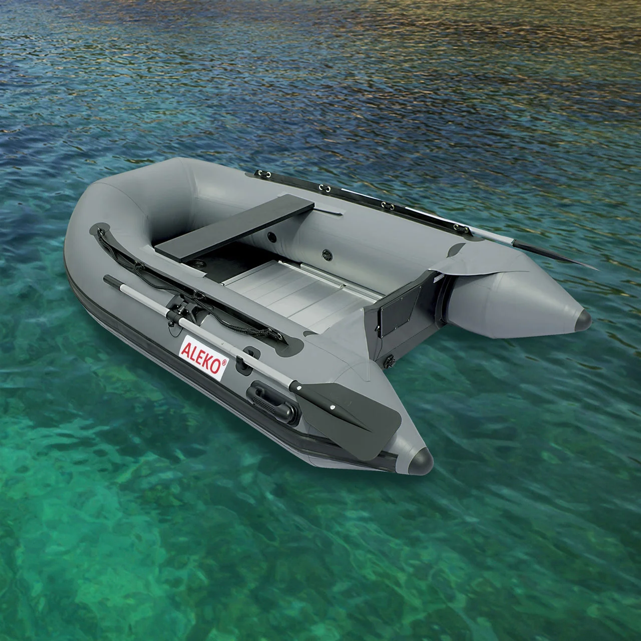 Aleko Boats Inflatable Boat with Aluminum Floor - 8.4 ft - Gray - Image 2