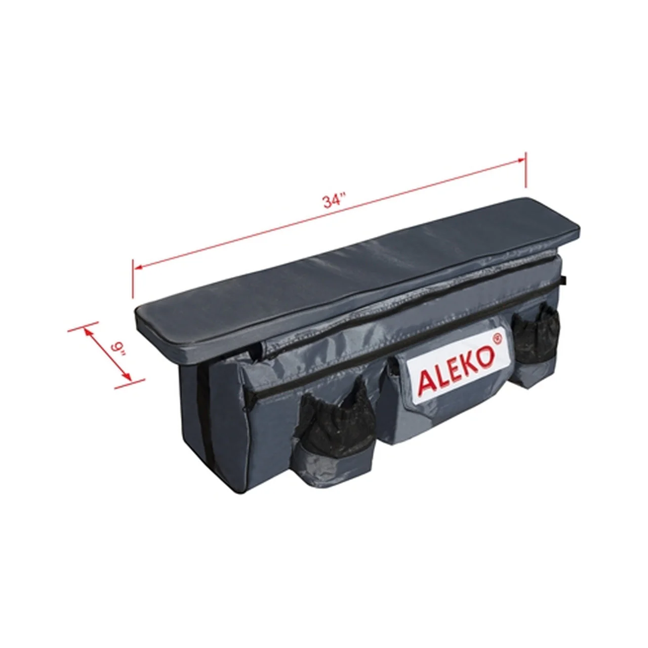 Aleko Boats Waterproof Inflatable Boat Seat Cushion with Under Seat Bag and Pockets - 34x9 inches - Dark Gray - Image 4