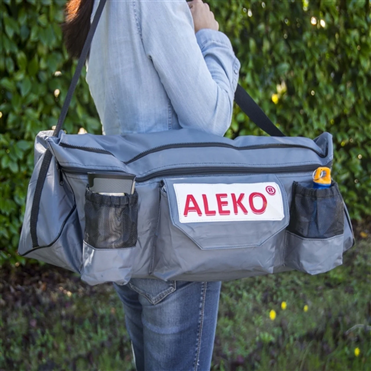 Aleko Boats Waterproof Inflatable Boat Seat Cushion with Under Seat Bag and Pockets - 34x9 inches - Dark Gray - Image 6