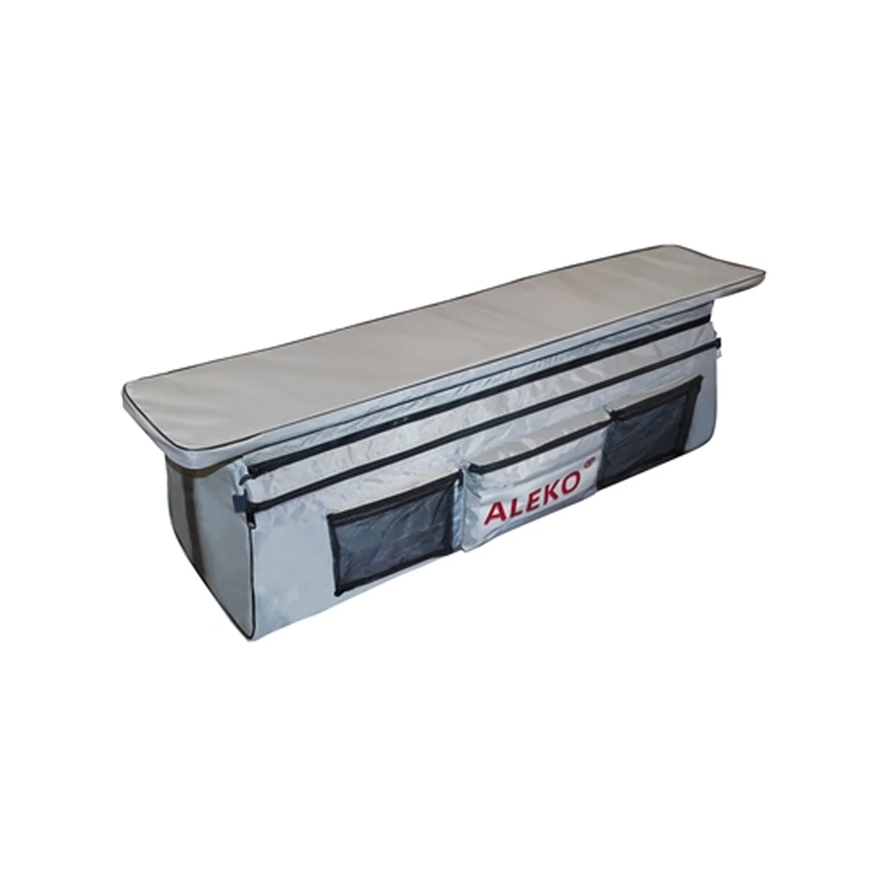 Aleko Boats Waterproof Inflatable Boat Seat Cushion with Under Seat Bag and Pockets - 34x9 inches - Gray