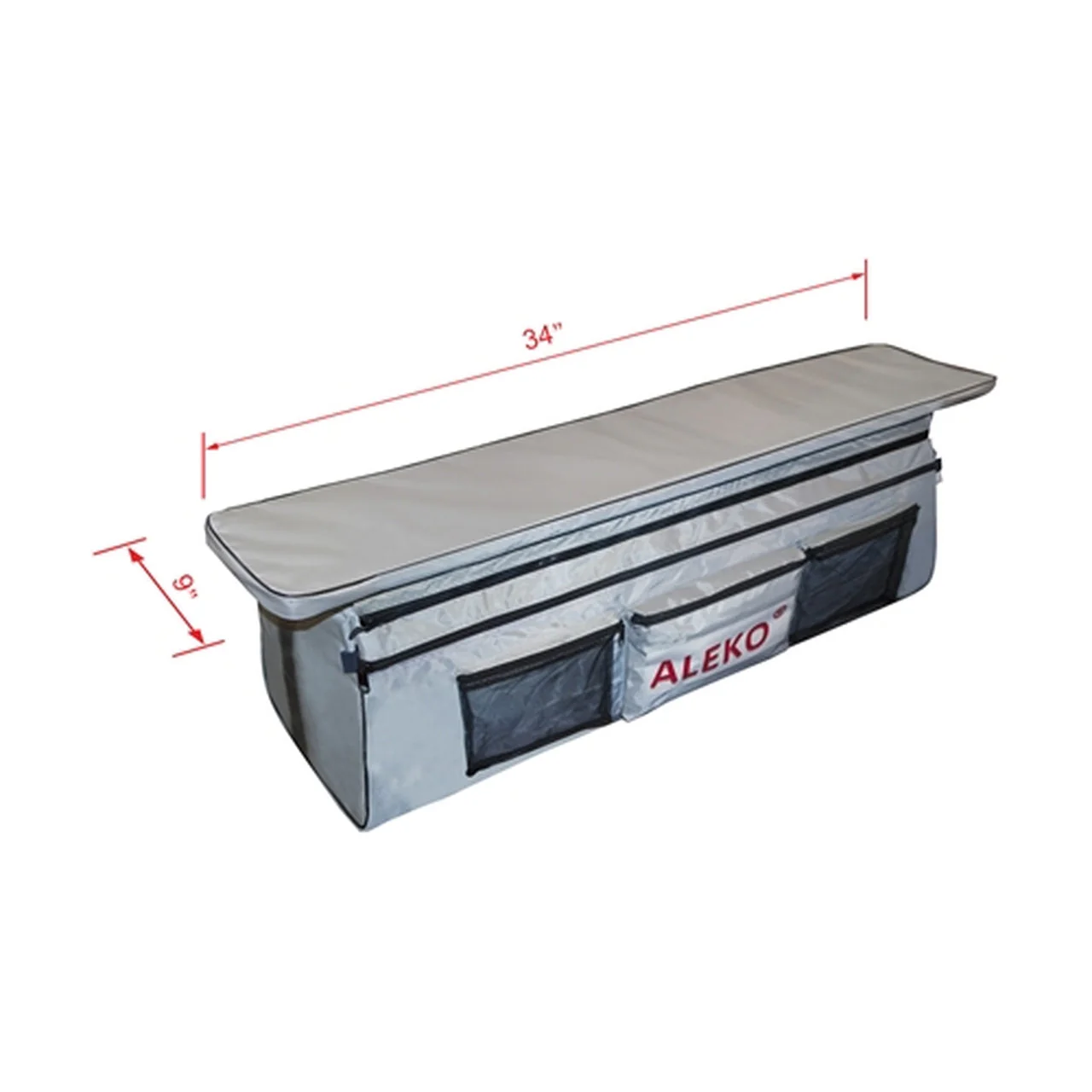 Aleko Boats Waterproof Inflatable Boat Seat Cushion with Under Seat Bag and Pockets - 34x9 inches - Gray - Image 4