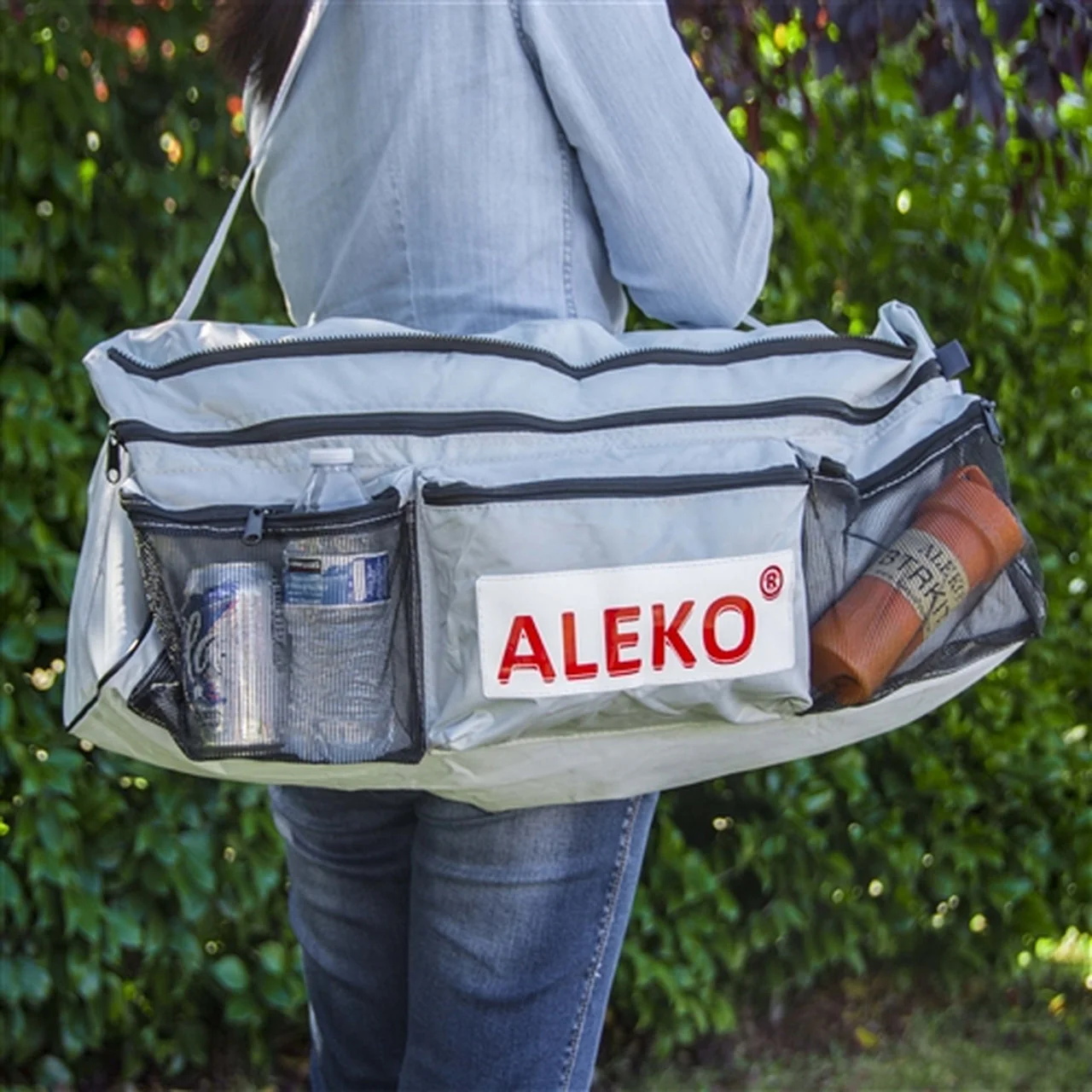 Aleko Boats Waterproof Inflatable Boat Seat Cushion with Under Seat Bag and Pockets - 34x9 inches - Gray - Image 6