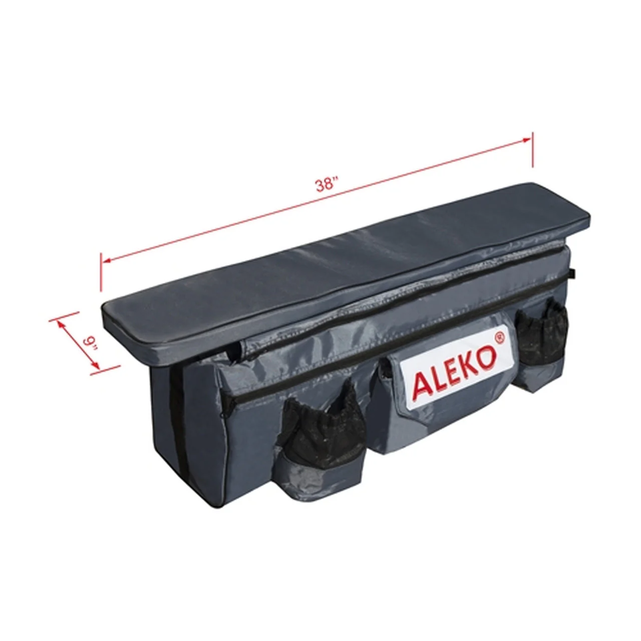 Aleko Boats Waterproof Inflatable Boat Seat Cushion with Under Seat Bag and Pockets - 38x9 inches - Dark Gray - Image 4