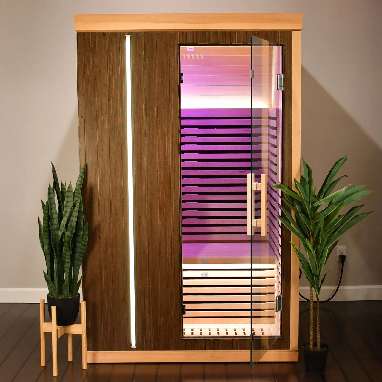 Aleko Canadian Hemlock Infrared Sauna – Walnut Finish - 1-2 Person - SIRED2BLK-AP - Image 2