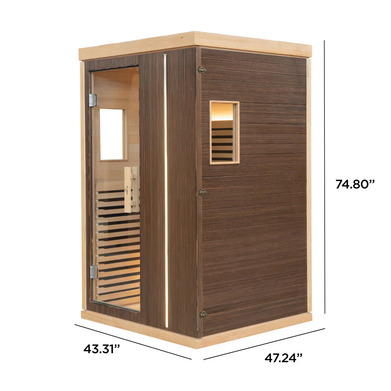 Aleko Canadian Hemlock Infrared Sauna – Walnut Finish - 1-2 Person - SIRED2BLK-AP - Image 4