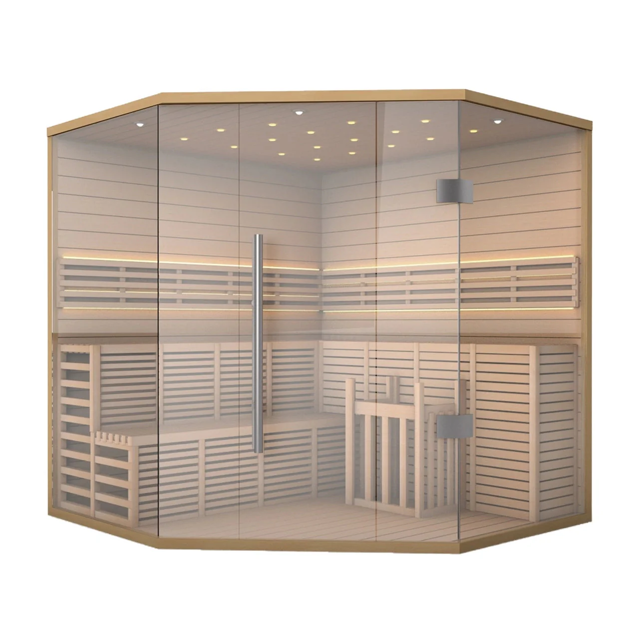 Aleko Canadian Hemlock Luxury Indoor Wet Dry Sauna with LED Lights - 6 kW ETL Certified Heater - 5 to 6 Person
