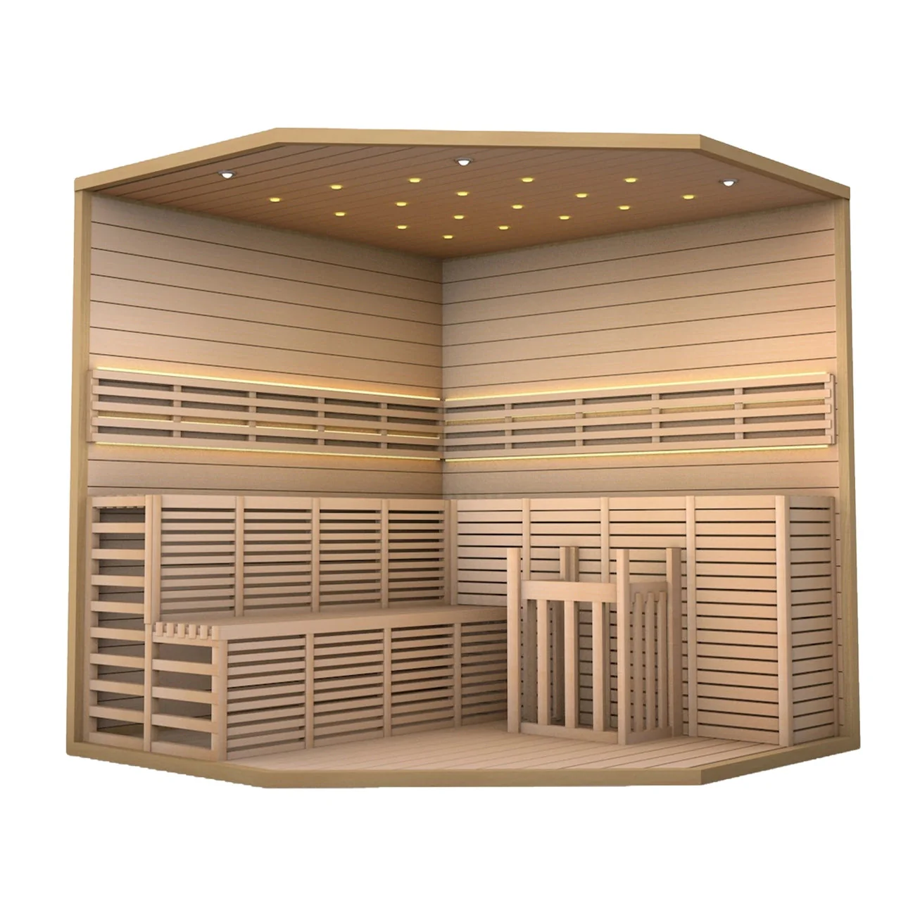 Aleko Canadian Hemlock Luxury Indoor Wet Dry Sauna with LED Lights - 6 kW ETL Certified Heater - 5 to 6 Person - Image 6