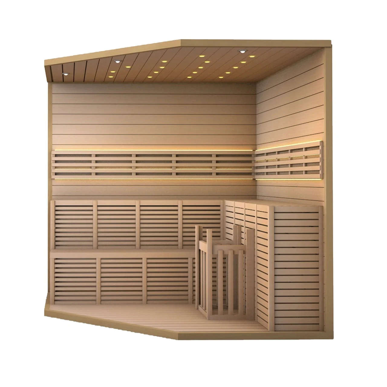 Aleko Canadian Hemlock Luxury Indoor Wet Dry Sauna with LED Lights - 6 kW ETL Certified Heater - 5 to 6 Person - Image 7
