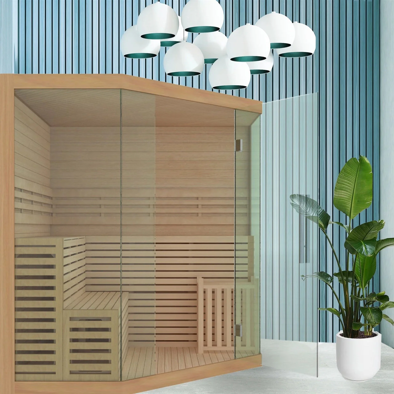 Aleko Canadian Hemlock Luxury Indoor Wet Dry Sauna with LED Lights - 6 kW ETL Certified Heater - 5 to 6 Person - Image 9