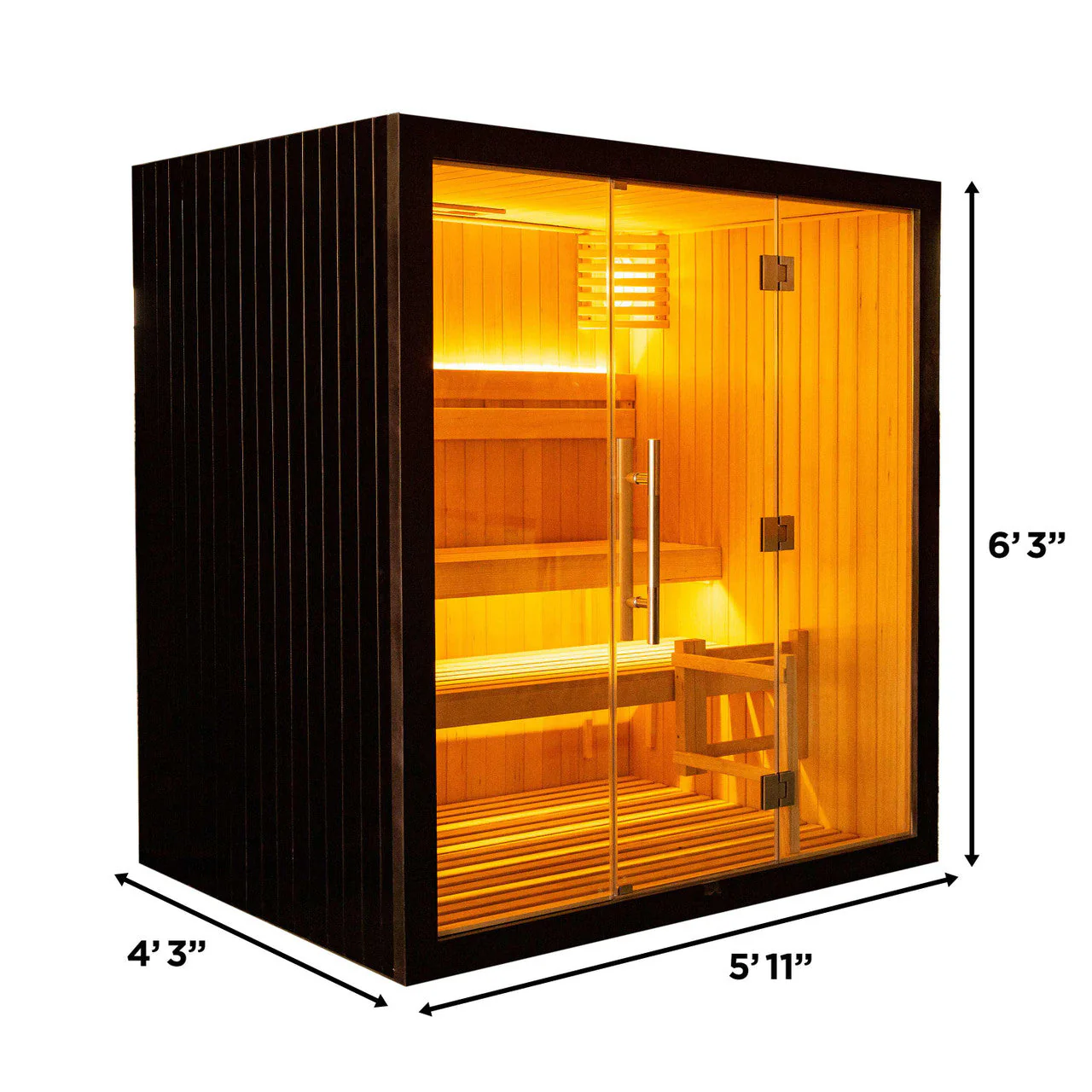 Aleko Canadian Hemlock Traditional Indoor Sauna – 4.5 kW UL Certified Electric Harvia Heater – Black Finish - 4 Person - Image 2