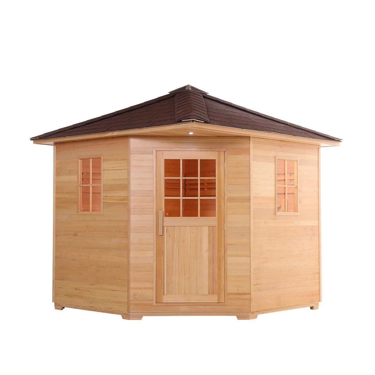 Aleko Canadian Hemlock Wet Dry Outdoor Sauna with Asphalt Roof - 6 kW ETL Certified Heater - 5 Person