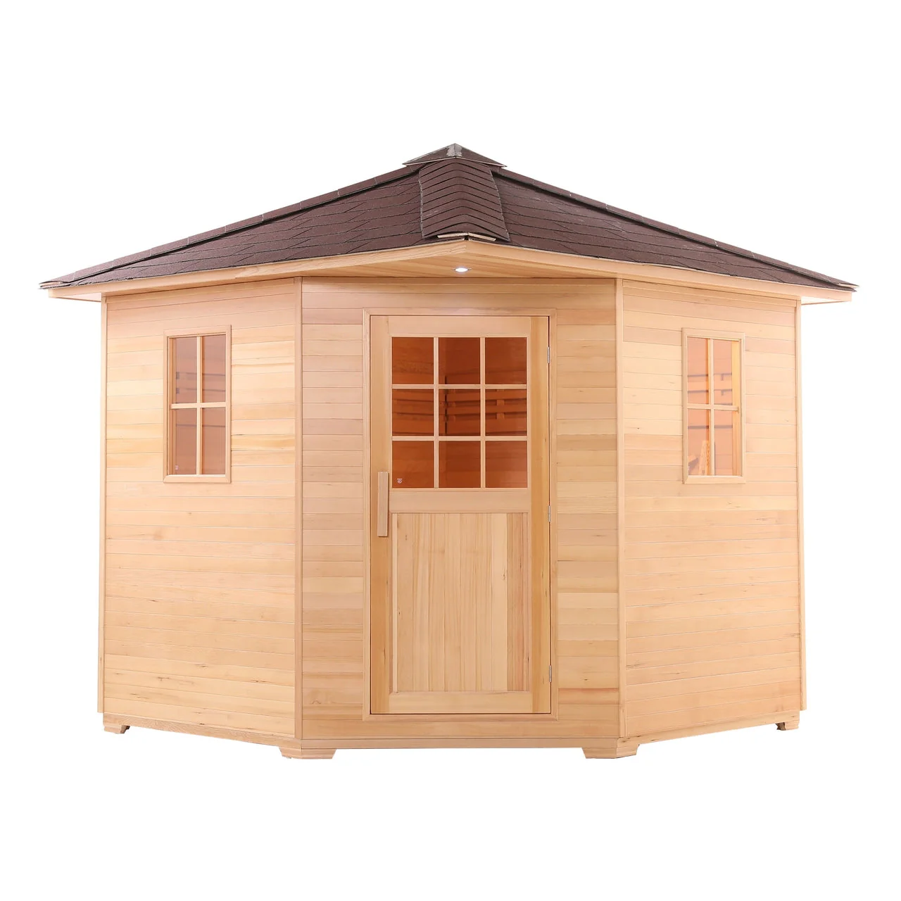 Aleko Canadian Hemlock Wet Dry Outdoor Sauna with Asphalt Roof - 6 kW ETL Certified Heater - 5 Person - Image 2